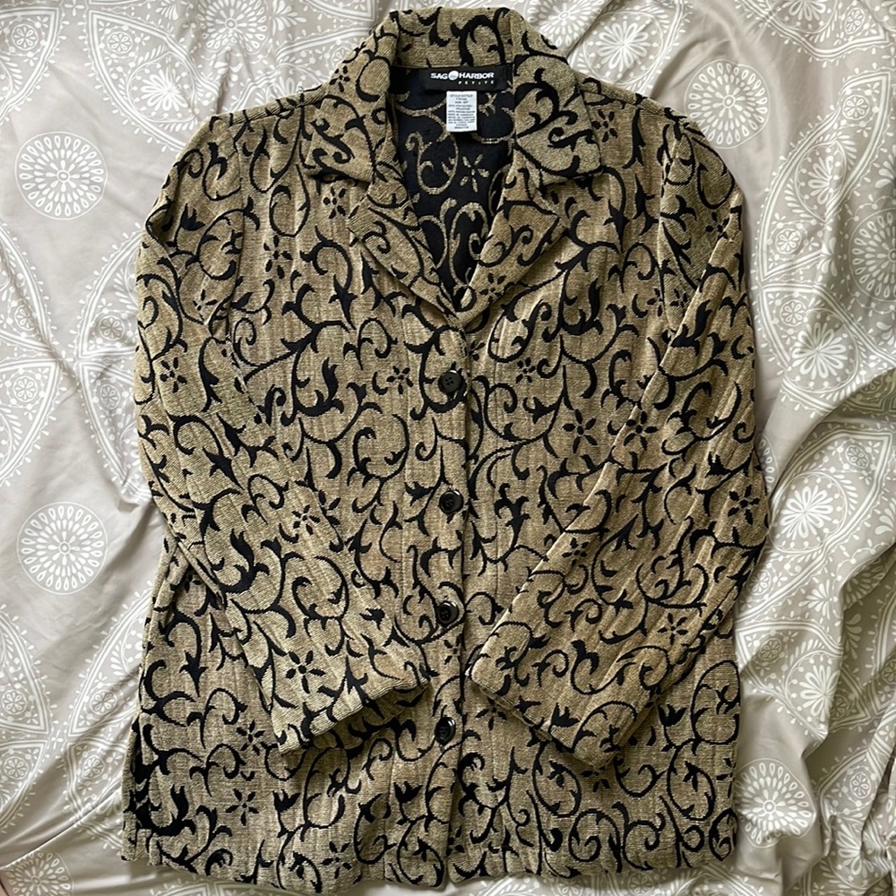 Patterned Tan Knit Blazer